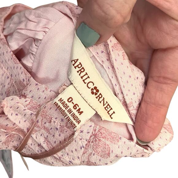 April Cornell Infant Aimee Floral Flare Dress 0-6M Pink Short Sleeve Ruffle - Picture 5 of 8